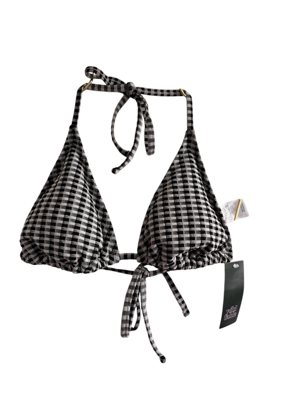 wild fable Black and White Gingham Triangle Bikini Top